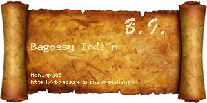 Bagossy Irén névjegykártya